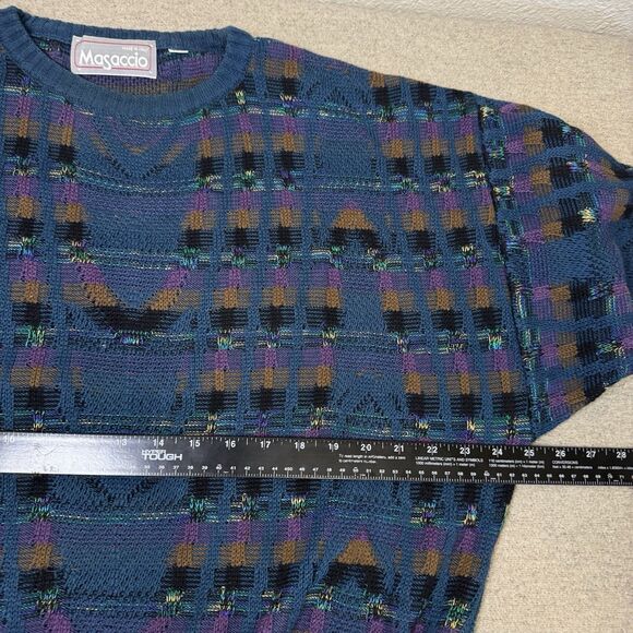 VTG Magaccio Sweater Men XL Blue Made In Italy Cotton Blend Grandpa Core Retro - Picture 7 of 10